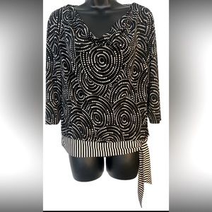 Ronni Nicole Women’s‎ Black 3/4 Sleeve Bow Tie Bottom Blouse Size 10